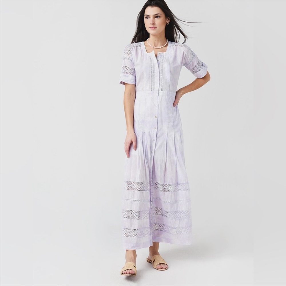 LoveShackFancy Edie Cotton Midi Dress Large Purple